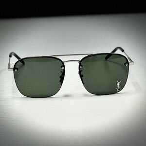 YSL Silver and Green Sunglasses